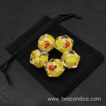 Bescon Yellow Duck 20 sides Dice set of 5, Duck D20 5pcs Set